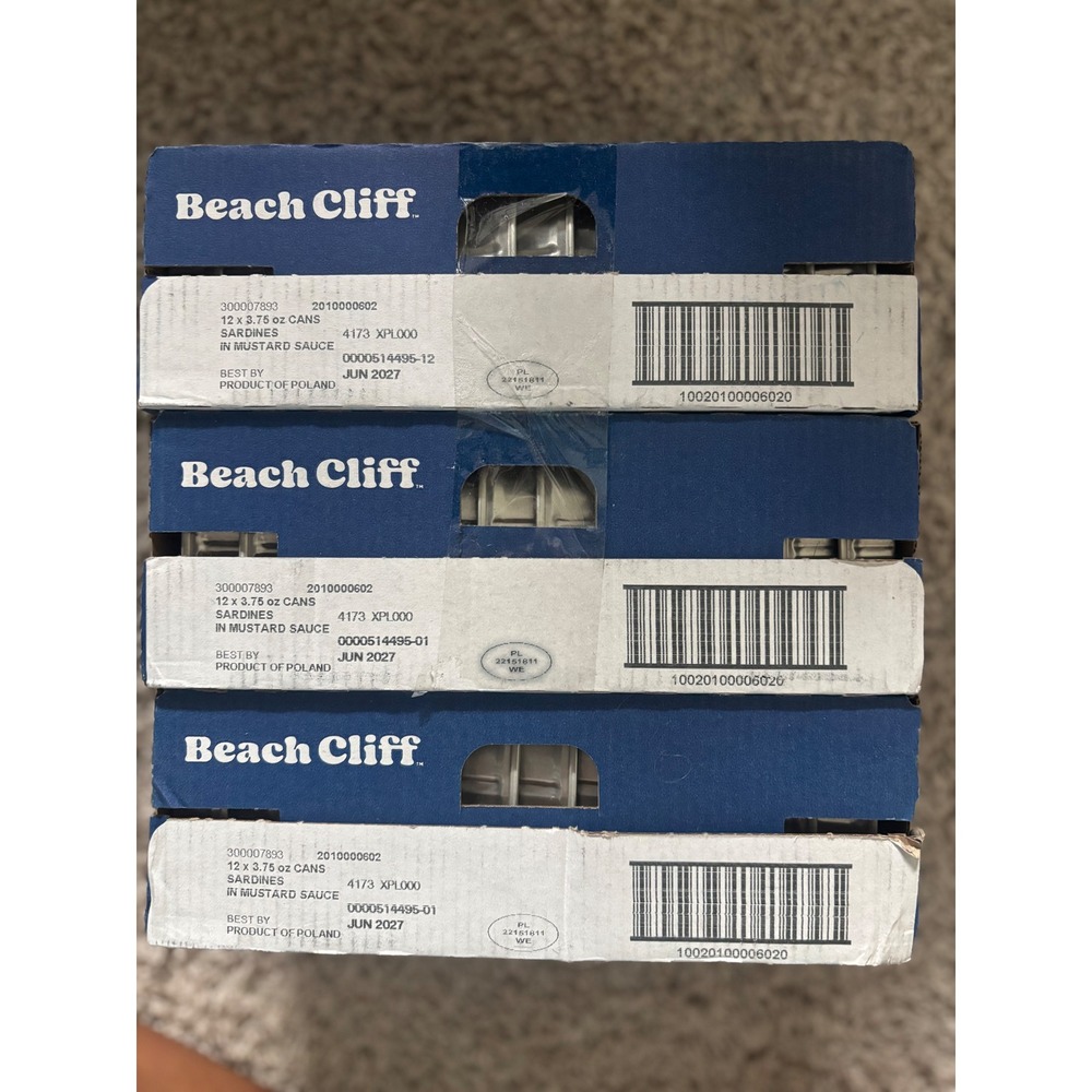Beach Cliff Sardines in‎ Mustard Sauce 12x 3.75 oz Cans Best By Jun 2027
